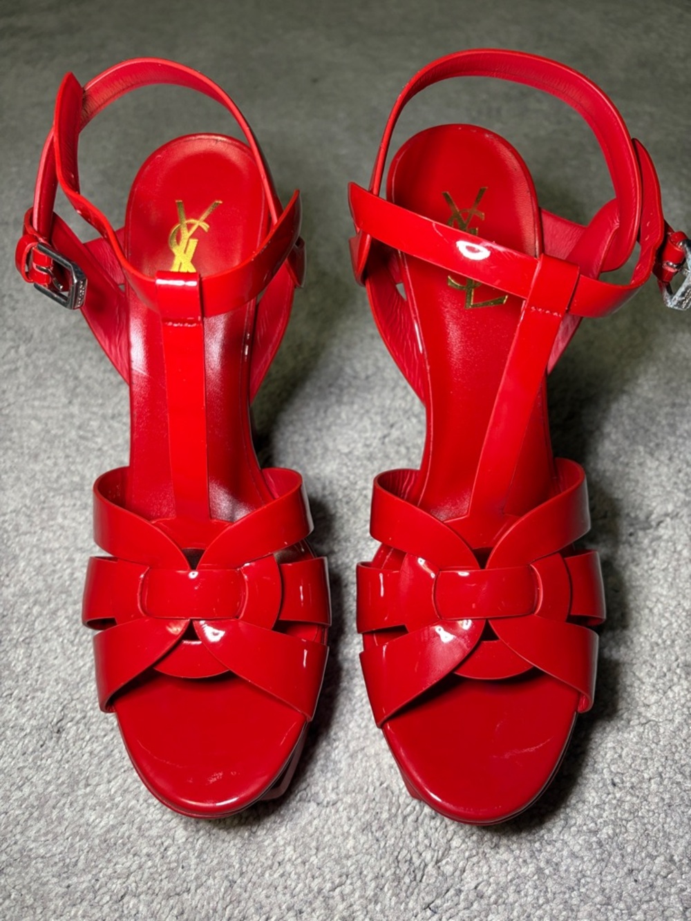 Saint Laurent Red Patent Leather 105 MM Tribute